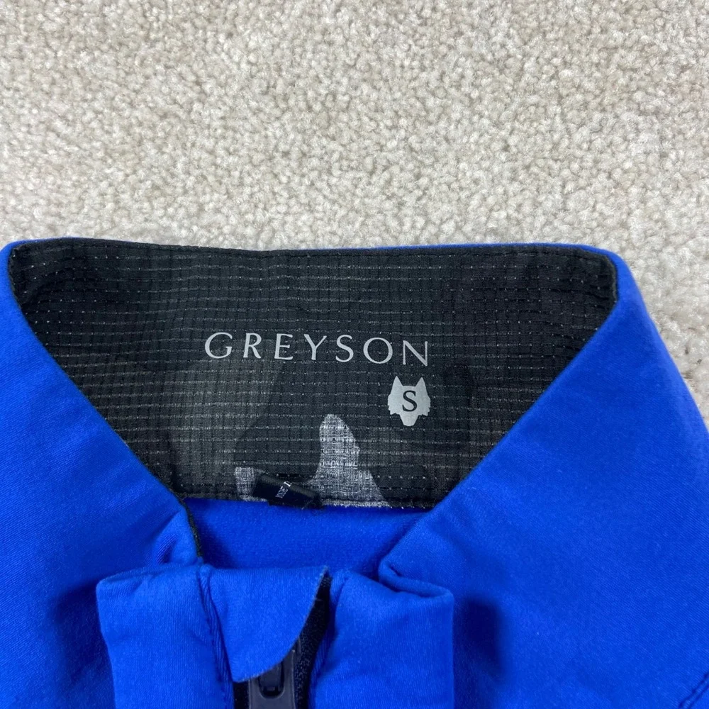 Greyson Quarter Zip Pullover Mens Small Blue Golf Performance Logo Mock Neck
